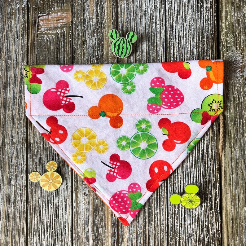 Mickey Fruit over the collar /& tie up reversible dog bandana mickey mouse cherry hidden mickey disneyland disneyworld disney minnie mouse