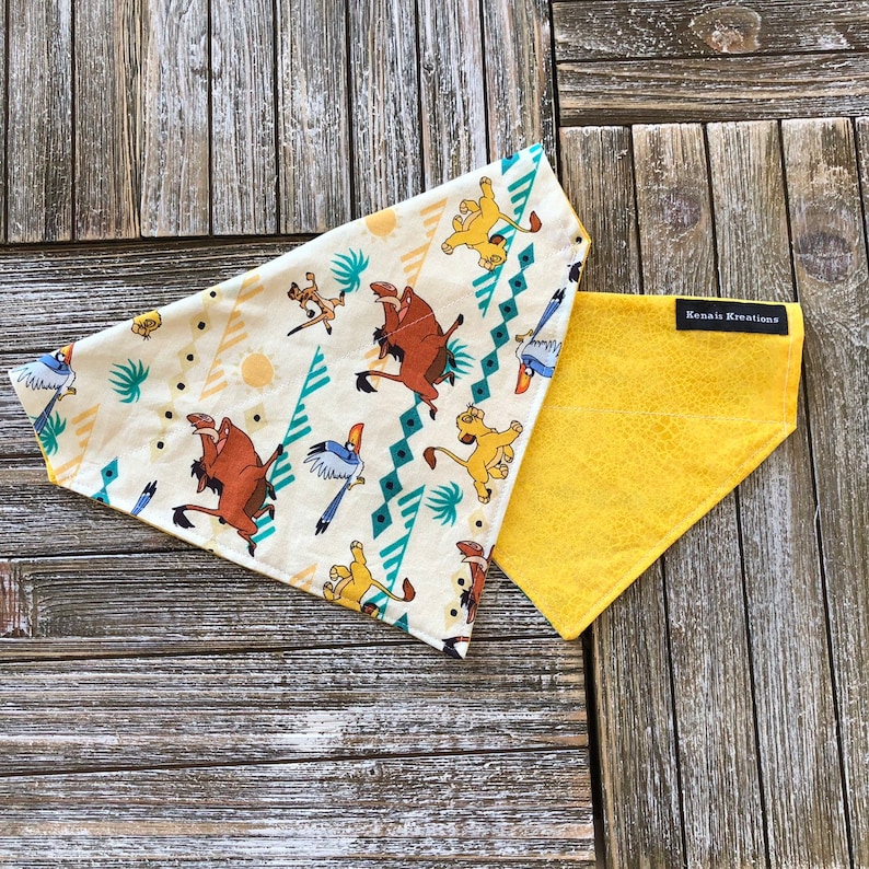 Just Cant Wait to be King You Are over the collar /& tie up reversible dog bandana cat bandana disney disneyland simba scar pumba timon