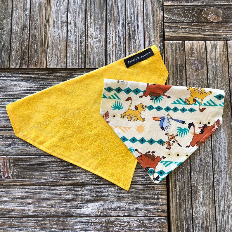 Just Cant Wait to be King You Are over the collar /& tie up reversible dog bandana cat bandana disney disneyland simba scar pumba timon