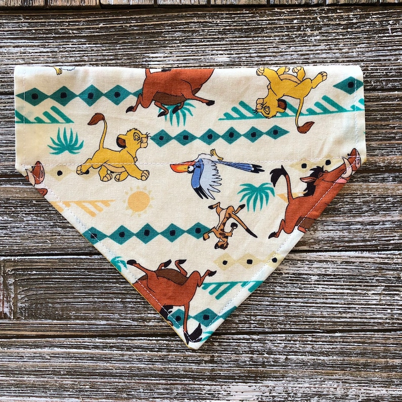 Just Cant Wait to be King You Are over the collar /& tie up reversible dog bandana cat bandana disney disneyland simba scar pumba timon
