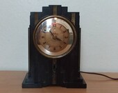 WORKING 1930 Warren Art Deco Skyscraper Antique Bakelite Telechron Electroalarm Alarm Clock