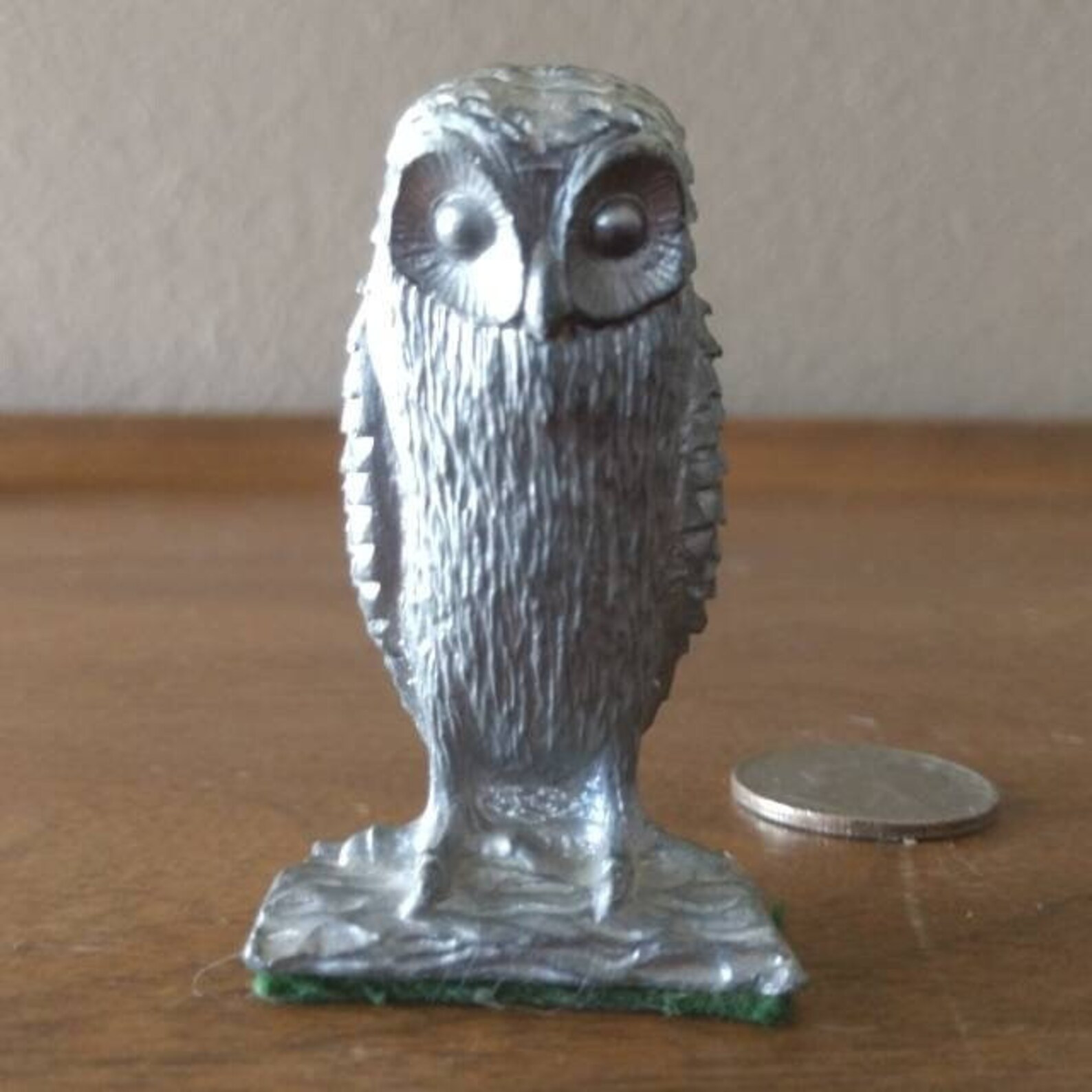 Pewter Miniature Sculpture Mini Owl Figurines Paperweights Etsy