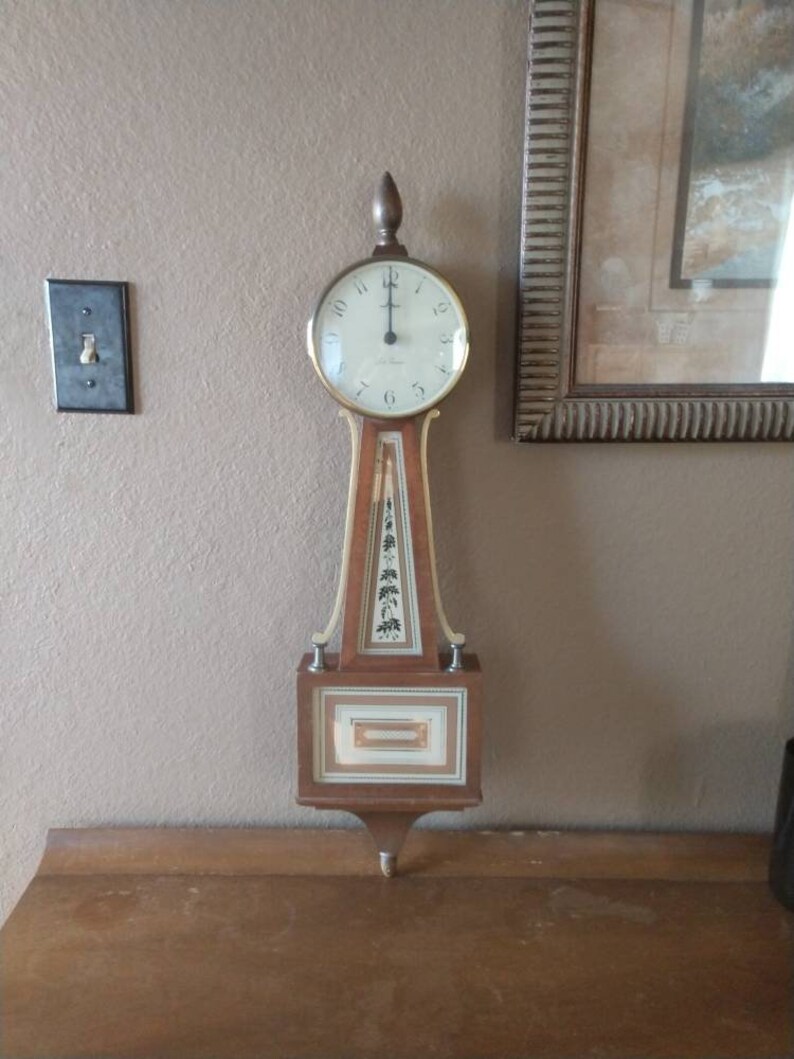Large Vintage Seth Thomas Wood Mirror Banjo Wall Clock Mid Etsy