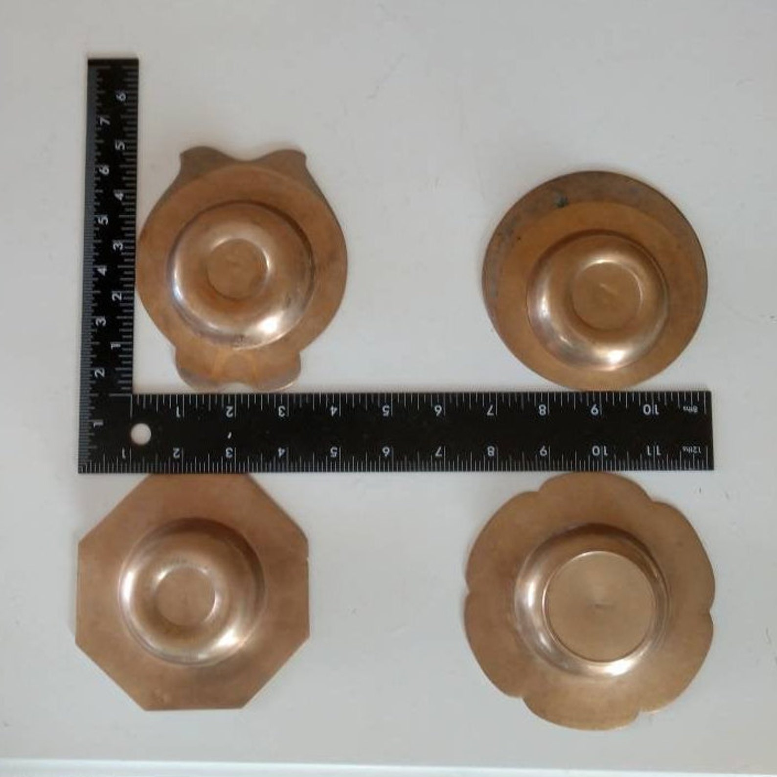 Set of 4 Vintage Brass Ashtrays Made in Korea Geometric Etsy Israel