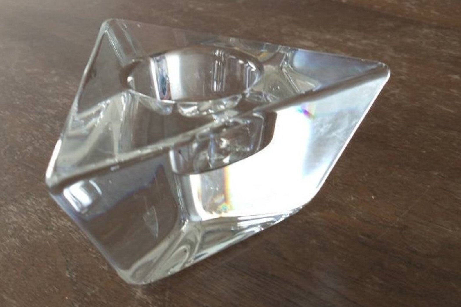 Vintage Orrefors Crystal Triangle Votive Candle Holder Signed Etsy