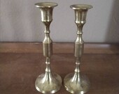 Vintage Brass Mid-Century Candlesticks Candle Holders Mantle Centerpiece Decor MCM Art Deco Classic Chic Candlelit Gold