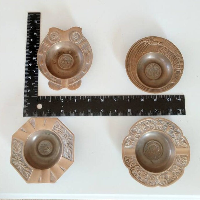 Set of 4 Vintage Brass Ashtrays Made in Korea Geometric Etsy Israel