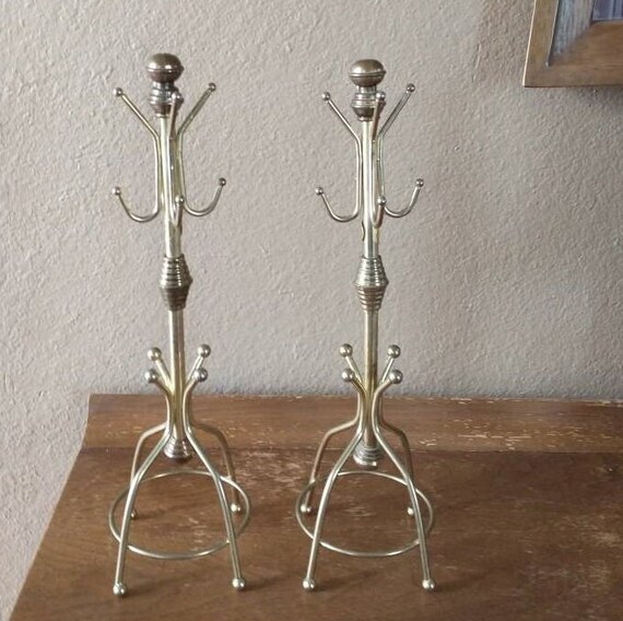 2 Brass MCM Coat Racks Miniature Jewelry Display Vanity Etsy