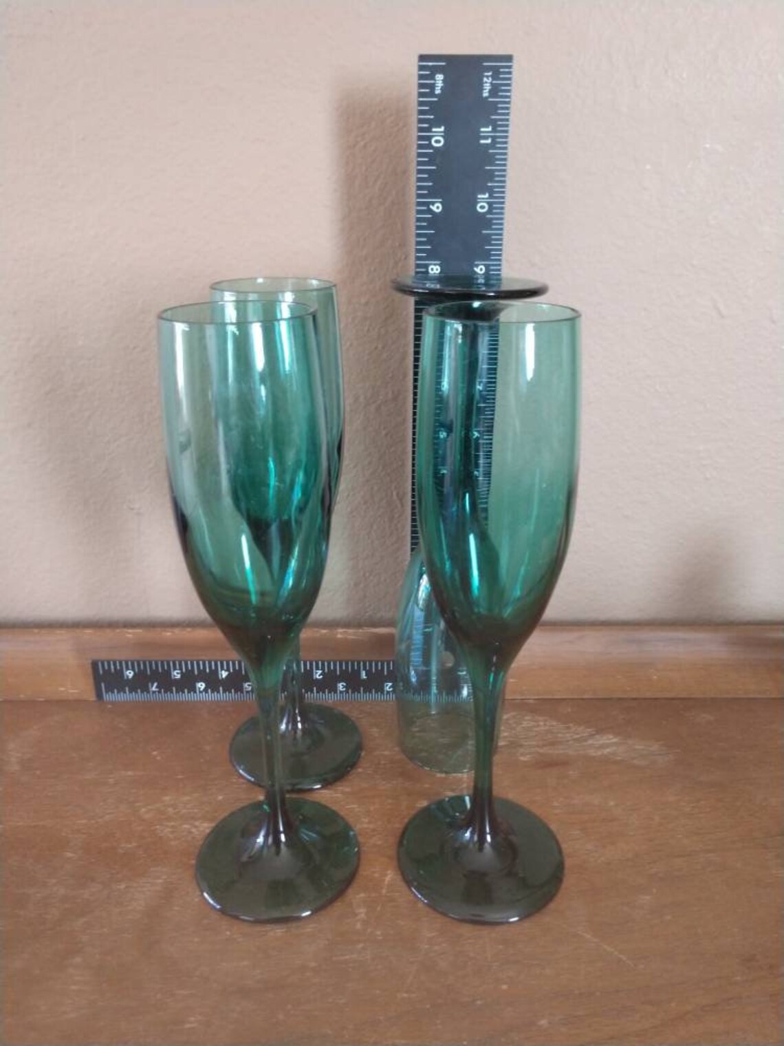 Teardrop Libbey Juniper Teal Champagne Flutes Dinning Serving Etsy