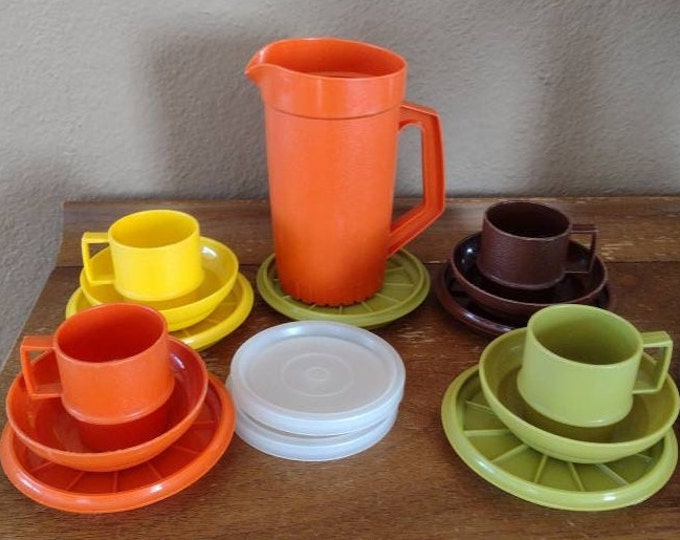 Vintage Tupperware Toy Dishes Kids Dinnerware Pitcher Cups Plates Bowls