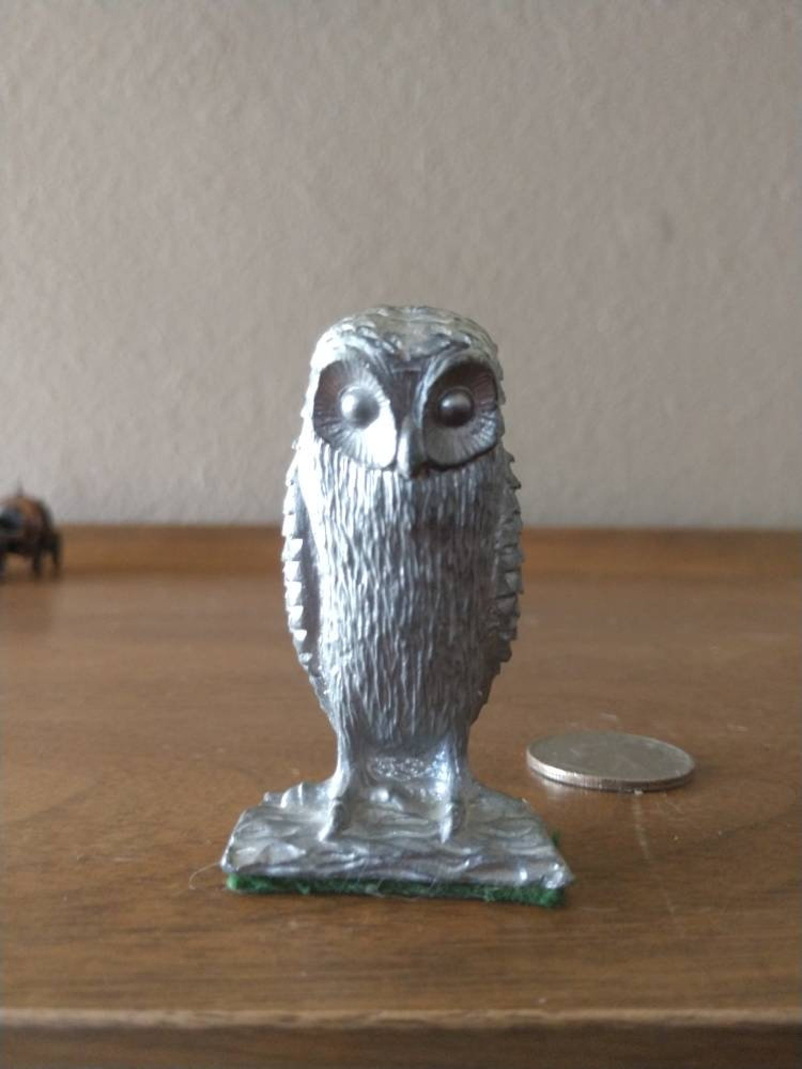 Pewter Miniature Sculpture Mini Owl Figurines Paperweights Etsy