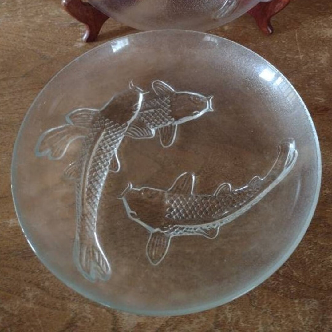 Vintage KIG 3D Koi Fish Glass Plate 9 Decorative Plate Etsy