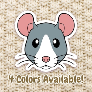 Fancy Rat Vinyl Sticker - Gray, White, Brown, Black - Exotic Pet Sticker - Waterproof Laptop Decal