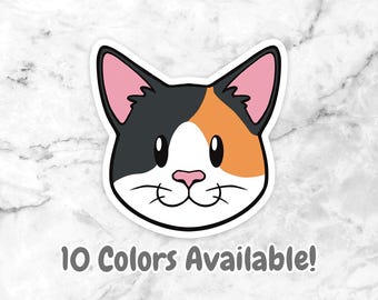 Cat Short-Haired - Waterproof Vinyl Sticker - Calico, Tortoise, Tuxedo, Siamese, Tabby, White, Black, Gray
