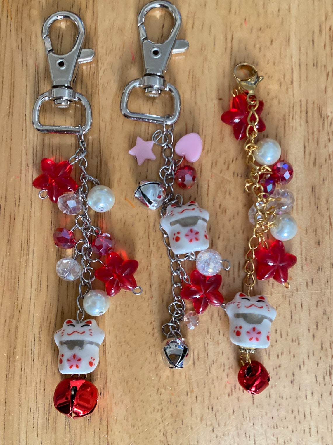 Maneki Neko keychainkawaii keychain Japanese keychain cute Etsy