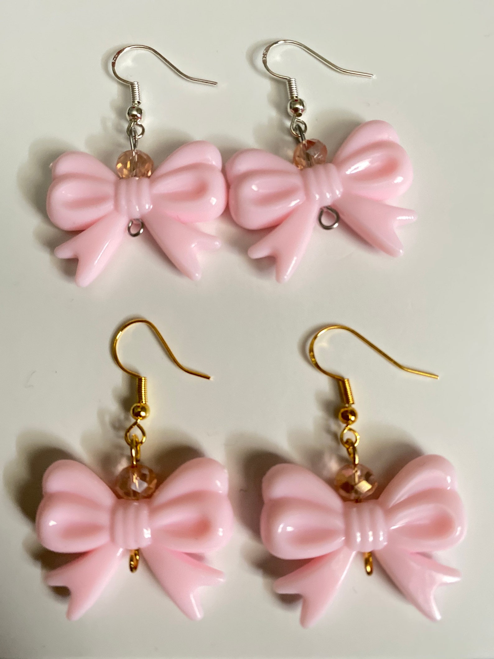 Kawaii drop earrings kawaii pink earrings kawaii bow Etsy