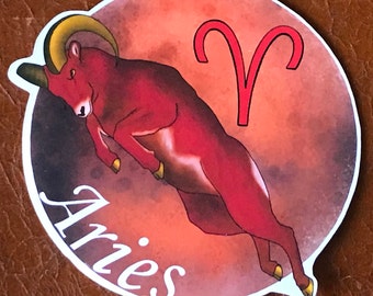 Aries Sticker, Zodiac Sticker, Birth Month Sticker, Birthday Sticker, Astrology Sticker, Zodiac Sign Sticker, Laptop Sticker, Water Bottle