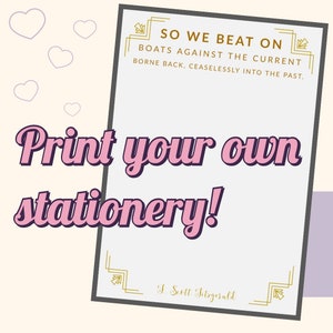 The Great Gatsby Printable Stationery Digital File