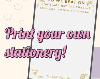 The Great Gatsby Printable Stationery Digital File