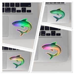 Holographic Shark Sticker Shark Laptop Sticker Shark Water Bottle Sticker Holographic Shark Laptop Decal Back to School Stickers Laptop