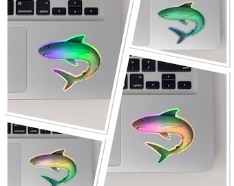Holographic Shark Sticker Shark Laptop Sticker Shark Water Bottle Sticker Holographic Shark Laptop Decal Back to School Stickers Laptop