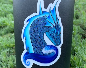 Dragon Sticker, Dragon Decal, Laptop Sticker, Sea Dragon, Water Dragon, Waterproof Sticker, Laptop Decal, Water Bottle Sticker
