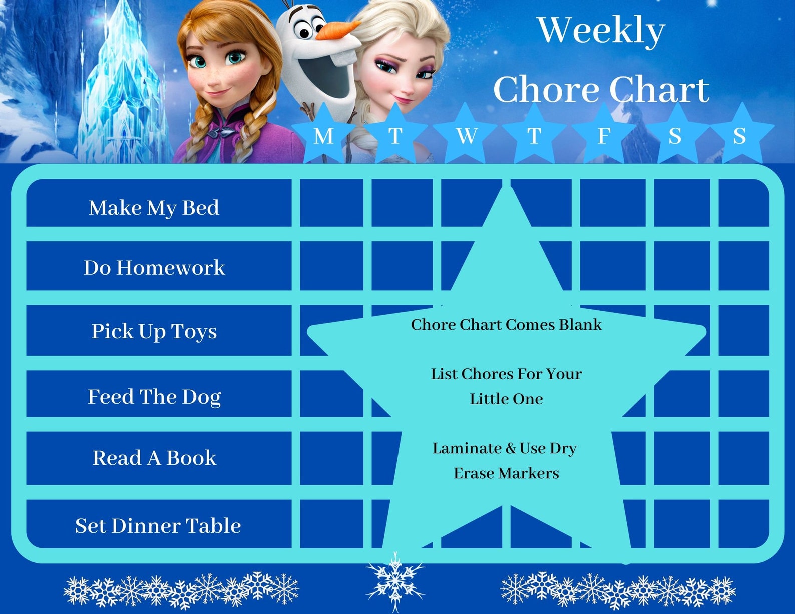 Anna Elsa Olaf Chore Chart Frozen Behavior Chart Blue & | Etsy