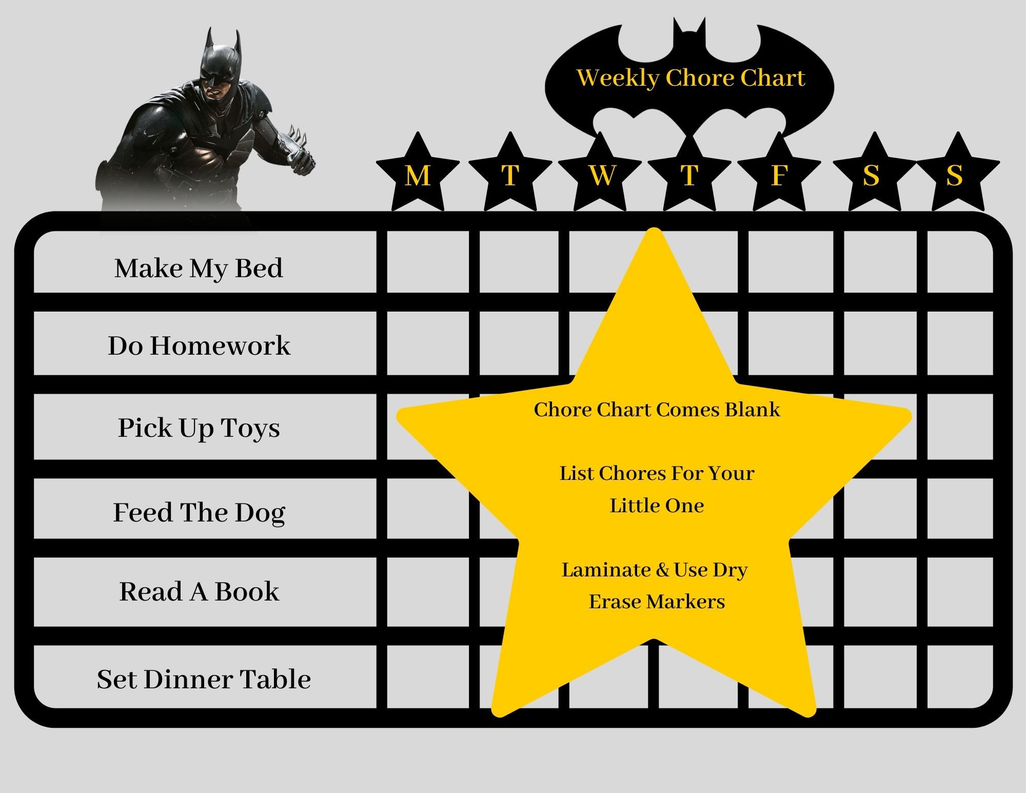 Printable Batman Behavior Charts