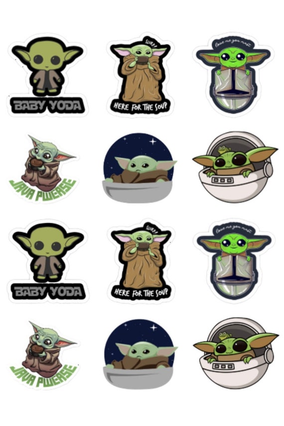 baby yoda printable sticker sheets pdf jpg 4x6 2 sheets total etsy