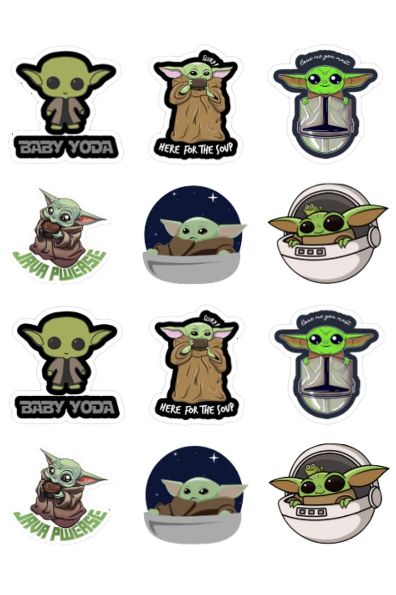 Baby Yoda Printable Sticker Sheets PDF JPG 4X6 2 Sheets Total | Etsy