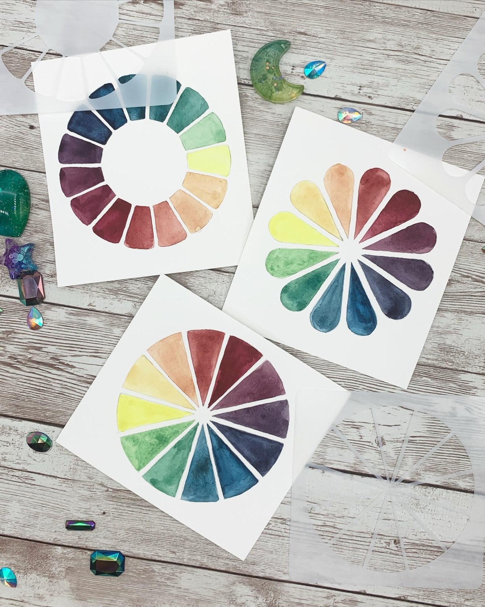 Color Wheel Stencil Set Includes 3 Stencils Color Wheel Etsy