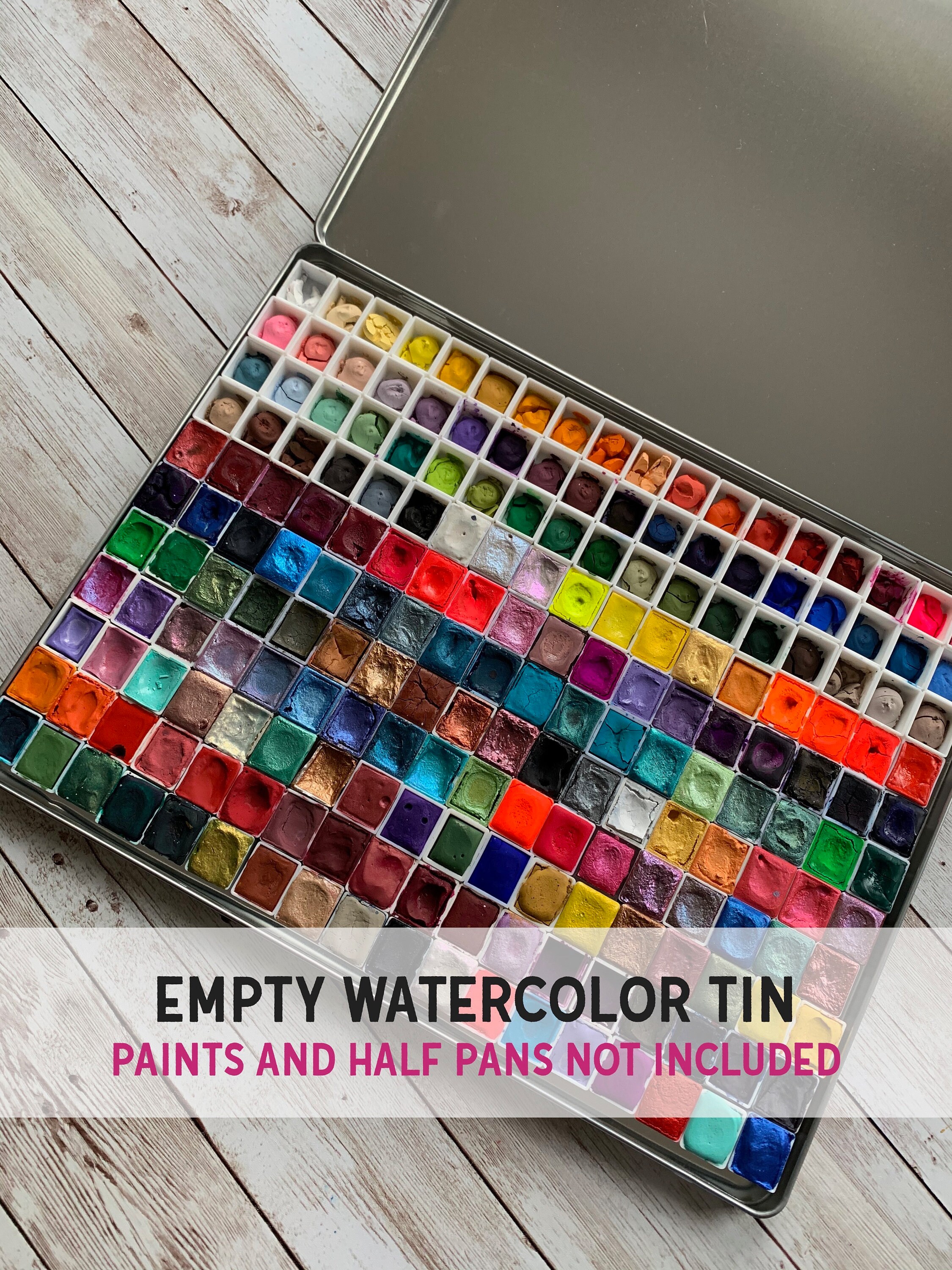 Giant EMPTY Watercolor Tin - Holds 198 Half Pans - Watercolor Palette…