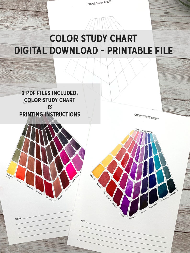 DIGITAL Printable Color Study Chart Watercolor Study Chart - Etsy