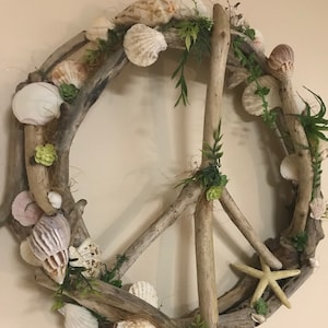 Peace,Chunky,Driftwood Shell Wreath Large!