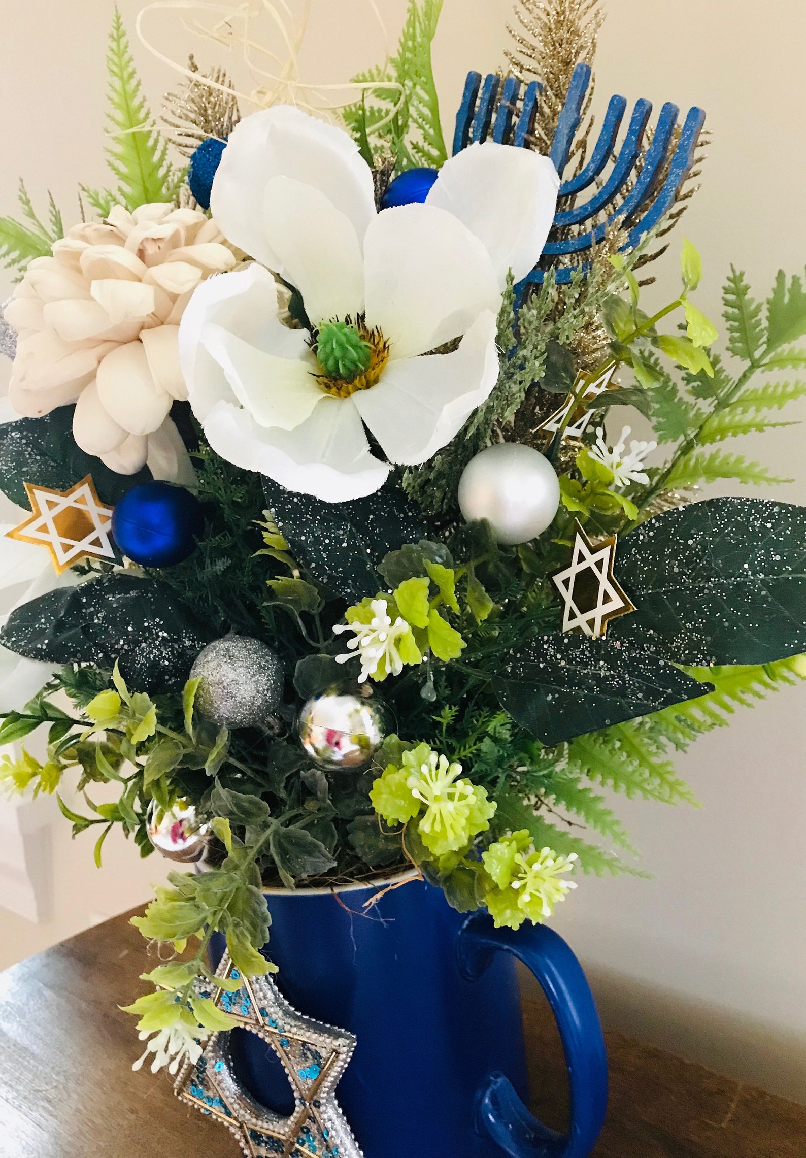 Hanukkah/Passover Floral Arrangement in XL Ceramic Mug Etsy