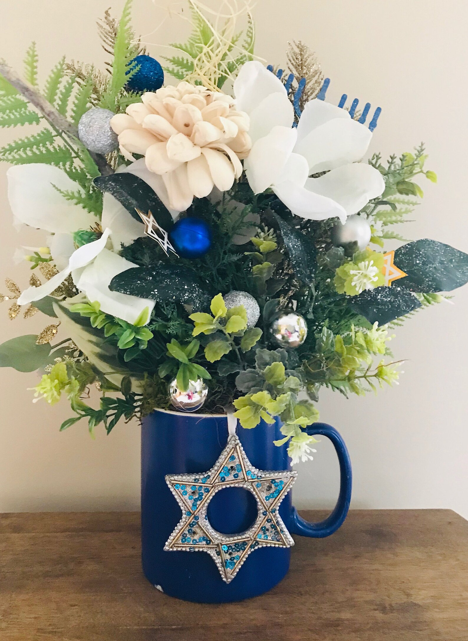 Hanukkah/Passover Floral Arrangement in XL Ceramic Mug Etsy