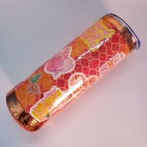 Skinny tumbler | Orange tumbler | Fun tumbler | Glitter tumbler | Tumbler for work | Sticker tumbler | 20 oz tumbler