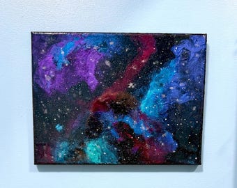Galaxy Painting Canvas Art | Purple Blue Nebula Space Art | Original Cosmic Wall Decor | Starry Night Sky Artwork | Celestial Home Decor