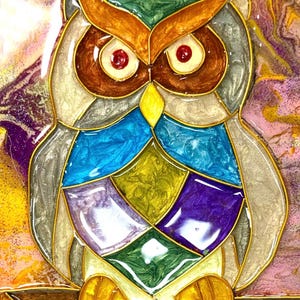Abstract owl artwork (8 in x 10 in)
