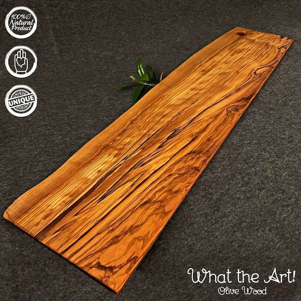 What the Art!® Olive Wood «Big Tapas» | Olivenholz Tapas Servierbrett + Dip-Schälchen | Handarbeit | Käsebrett - Servierplatte - Sushibrett