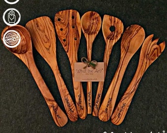 What the Art!® Olive Wood «The Chef» L | Set 7 cooking utensils + gift | 30 cm