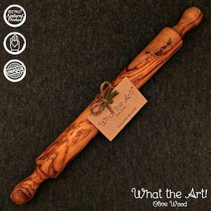 WTA!® Legno d'ulivo «Il fornaio» | Mattarello in legno d'ulivo | Fatto a mano | Mattarello Rullo per pizza Rullo per pasticceria Legno Sostenibile Ergonomico