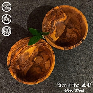 WTA!® Olive Wood «Snackys» | Set of 2 olive wood snack bowls | Handmade | Mediterranean sustainable serving bowl, wooden bowl, natural bowl