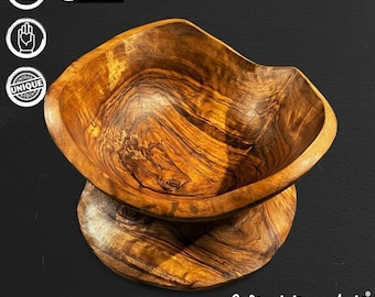 WTA!® Olive Wood «Natural Bowl» | Olive wood fruit bowl | Handmade | Wooden bowl, serving bowl, decorative bowl, snack bowl, decorative design bowl