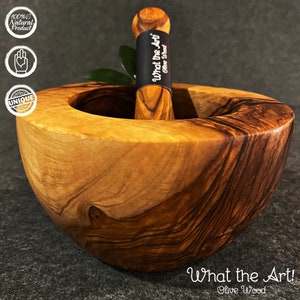 WTA!® Olive Wood «Le Conique» | Olive wood mortar with pestle | Handmade | Mediterranean sustainable wooden mortar, spice mortar, and herb mortar