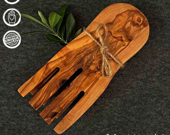 What the Art!® Olive Wood «Flat Servidor» | Olive Wood Salad Servers + Gift | 18 x 8 cm