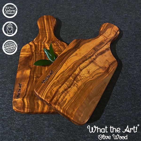 What the Art!® Olive Wood «Les Jumeaux» S | Set of Cutting Boards + Gift | 23 x 10 x 2 cm