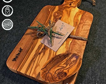 What the Art!® Olive Wood «Le Provençal» | Olivenholz Schneidebrett + Dip-Schälchen + Geschenk