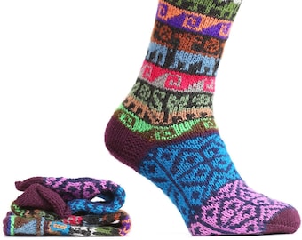 handgemachte Alpaka lange Socken mehrfarbig, peruanische Socken lange weiche Wolle, Socken leicht warm, Socken ethnischen, Socken Unisex