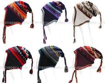 Luxus peruanischer Unisex Alpaka Hut mit Ohrenklappen 100% Futter, Chullo Beanie mit Fleecefutter, Earflap Beanie, Wintermütze, Hut